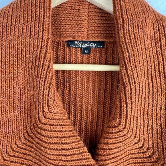 Elisabetta M Mohair/Wool Asymmetric Cardigan Sweater Made In Italy Burnt Siena - Picture 11 of 12